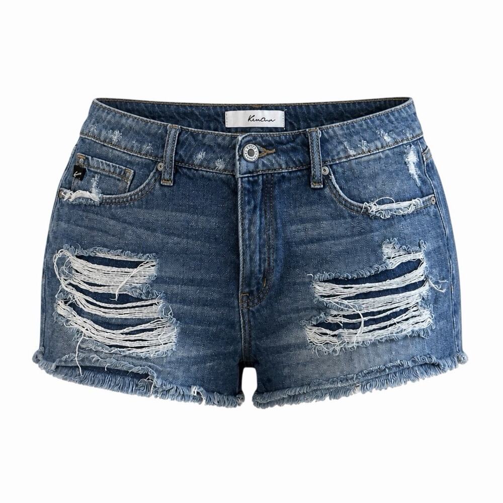 Kancan Womens Highly Distressed Estilo Low-Rise Denim Cut Off Shorts Size 13/30